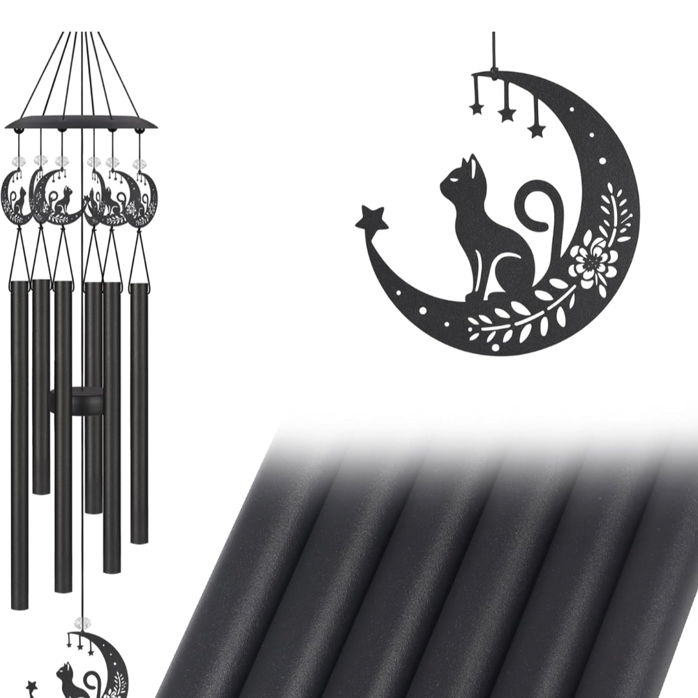 Black Cat and Moon Wind Chime